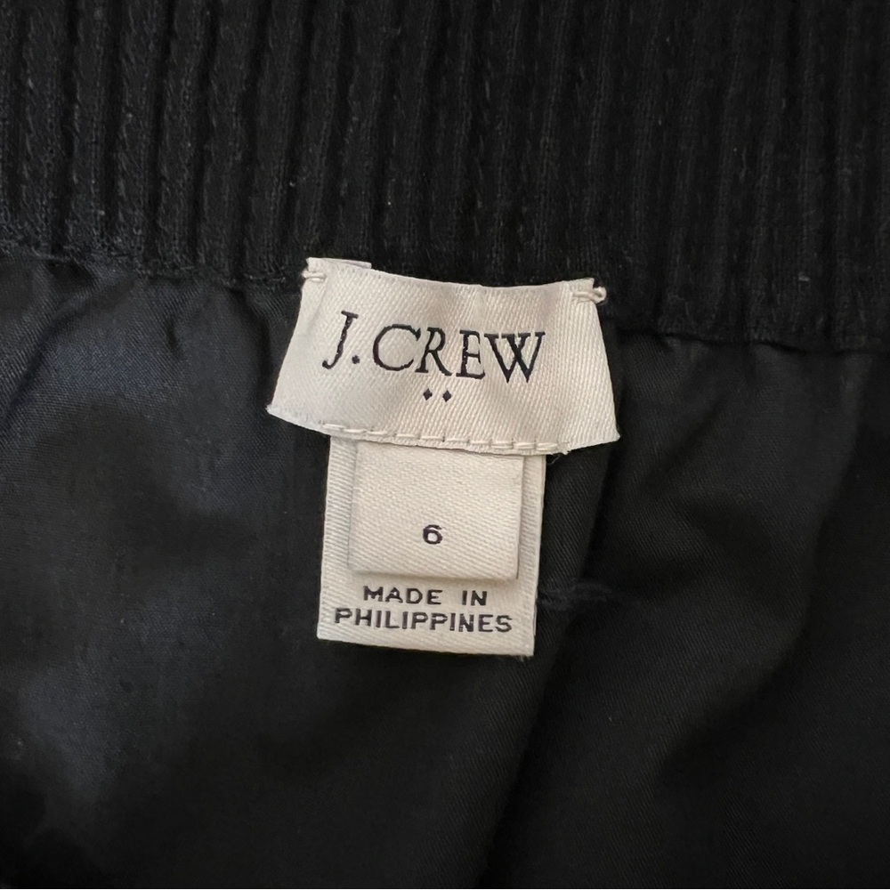 J. Crew Factory Black Scalloped Hem Elastic Waist Linen Blend Aline Skirt sz 6 - Picture 4 of 8